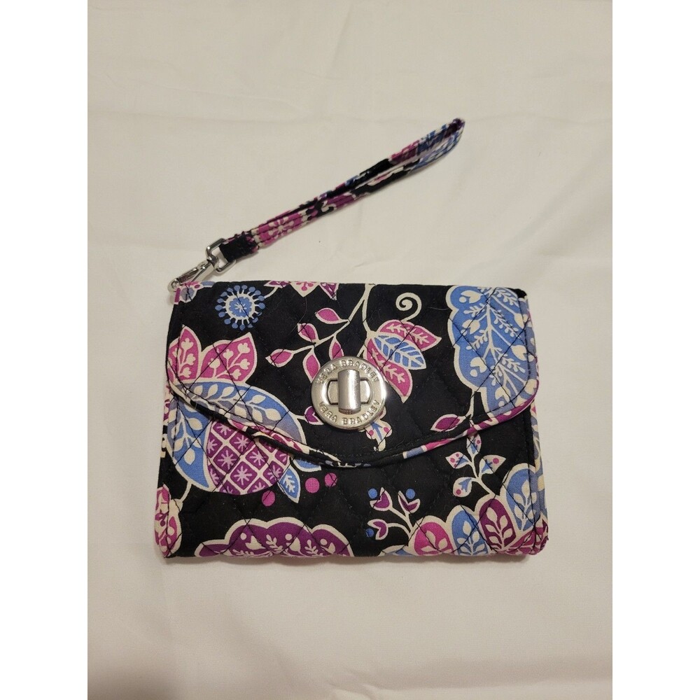 Vera Bradley  Wallet  Half Fold   Organizer Wristlet Floral Blue Pink Black